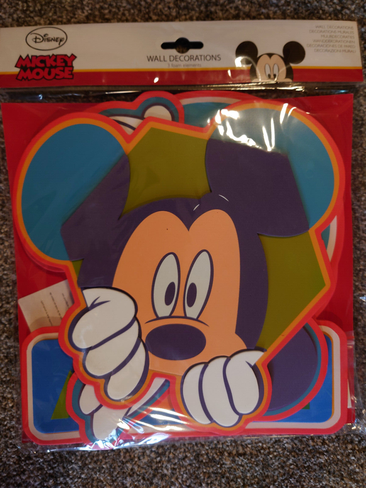 Disney Mickey Mouse 3 x Large 3D Foam Wall Decoration Stickers 30cm childrens