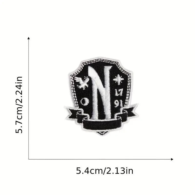 Wednesday Addams Family Silhouette Embroidered Iron On Patches Patch Black
