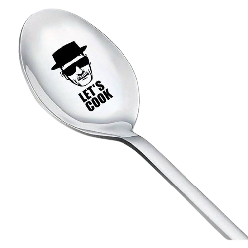 BREAKING BAD Spoon ICE CREAM COFFEE SUNDAE SILVER LETS COOK STIR UP SOME S**T