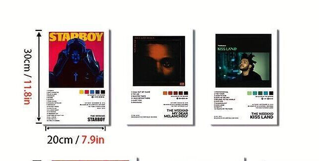 Weeknd Starboy CANVAS Album Singles Cover Poster Music Gift MUSIC WALL WEEKEND