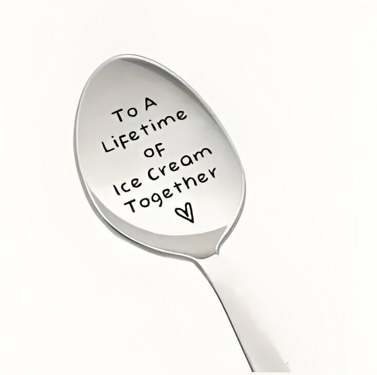 LOVE FOREVER Spoon ICE CREAM COFFEE SUNDAE SILVER COCKTAILS QUOTE