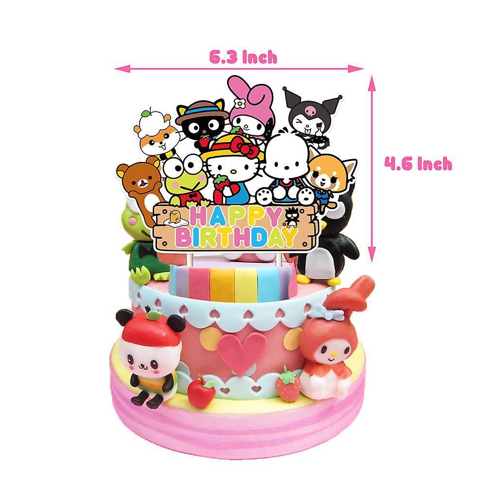 Hello kitty Happy Birthday Balloons Banner Cake Toppers Party  Sanrio Frog Fox