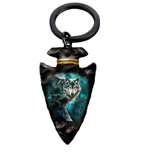 WOLF BLOOD TEET WOLVES ARROW HEAD Keyring Pagan Gothic Wicca Gift KEYCHAIN