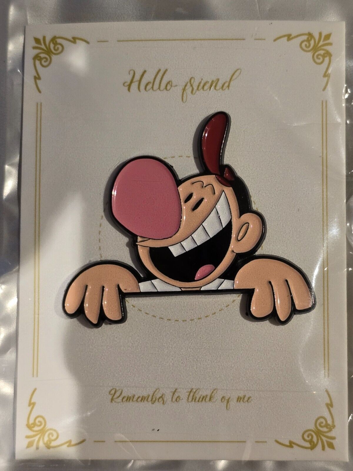 BILLY & MANDY BASEBALL Metal Enamel Pin Badge Retro BROOCH CARTOON GIFT ON CARD