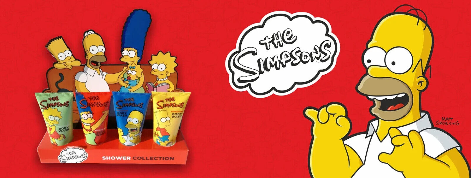 THE SIMPSONS SHOWER COLLECTION GIFT SET 4 X 50ML BODY WASH HOMER BART MARGE