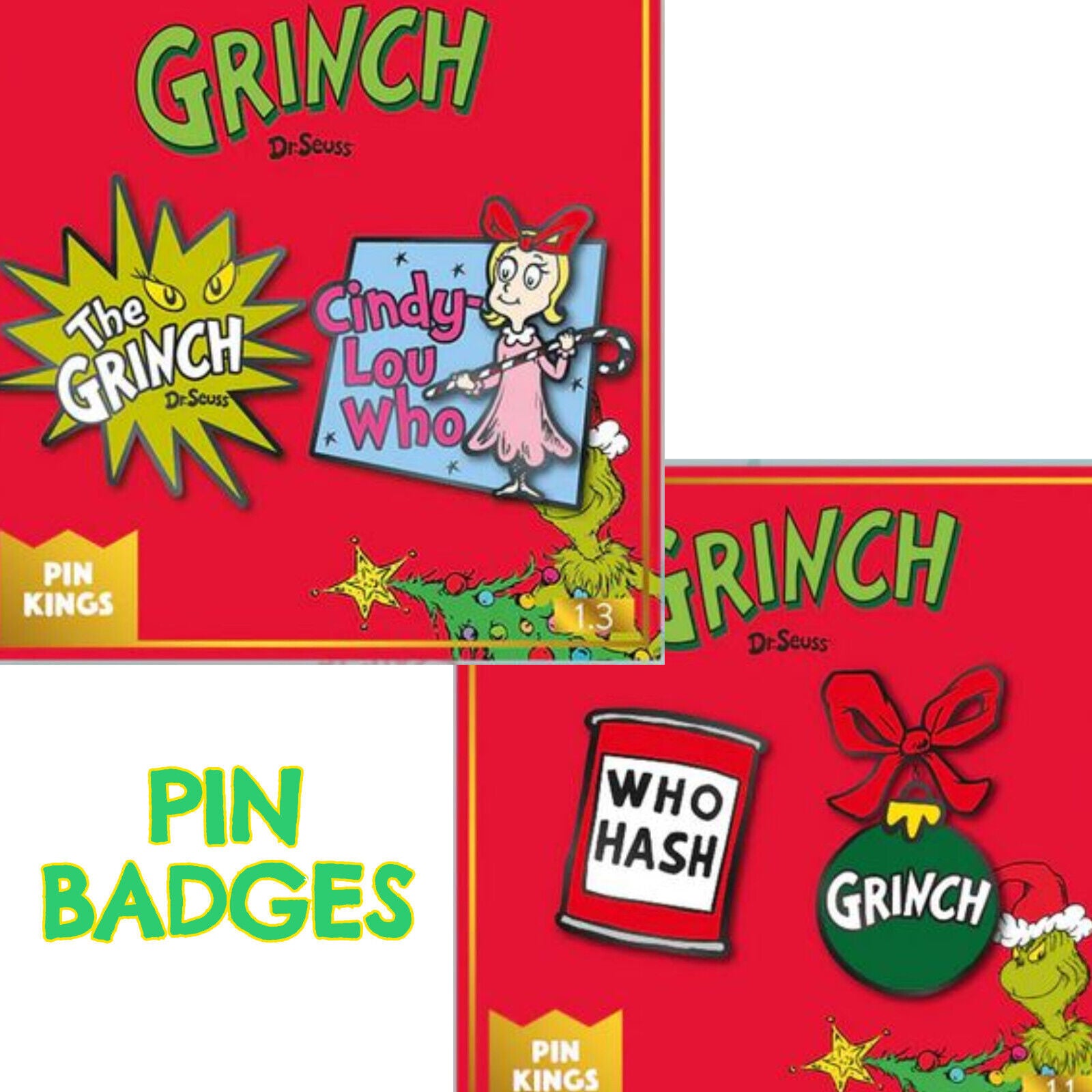 The Grinch Enamel Pin Badge SET Kids Christmas Gifts Badges Grinch Stole Xmas