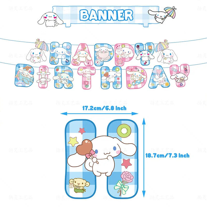 Hello kitty Happy Birthday Balloons Banner Cake Toppers Party  Cinnamoroll