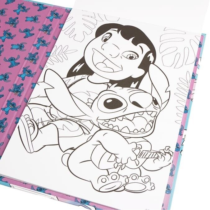 STITCH COLORING COLOURING Activity Pad & 12 Pencils & ANGEL KEYRING XMAS GIFT