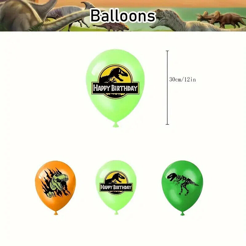 JURASSIC PARK DINOSAUR Balloon Party Birthday Decorations Boys Girls Balloons