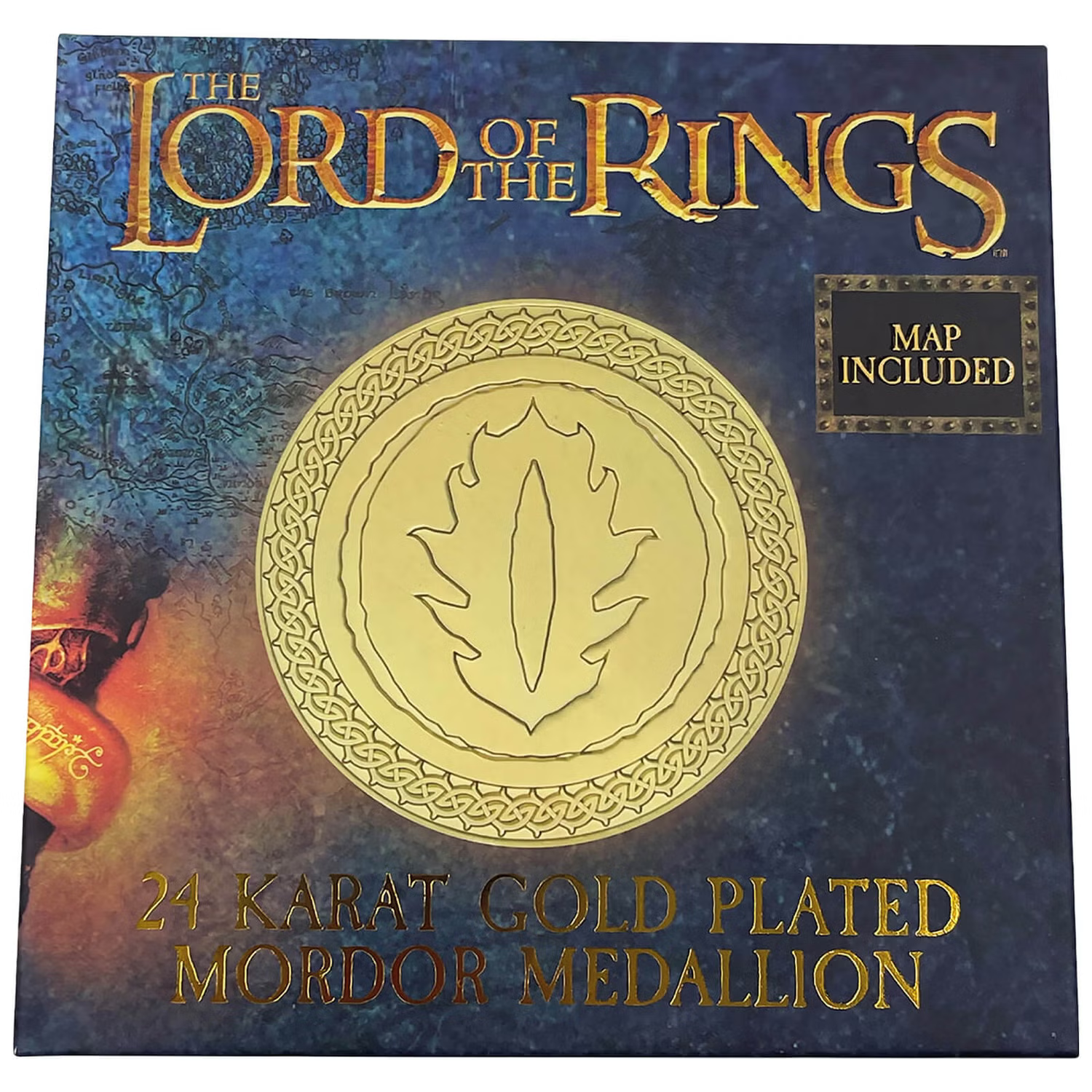 LIMITED EDITION Lord of the Rings 24k Gold Plated MORDOR Medallion LOTR MAP