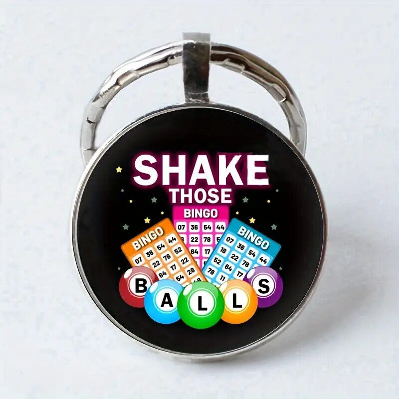 Lotto Bingo Game Balls Play Keyring KEYCHAIN SHAKE YELL BALL CARD MAKE ME ADULT