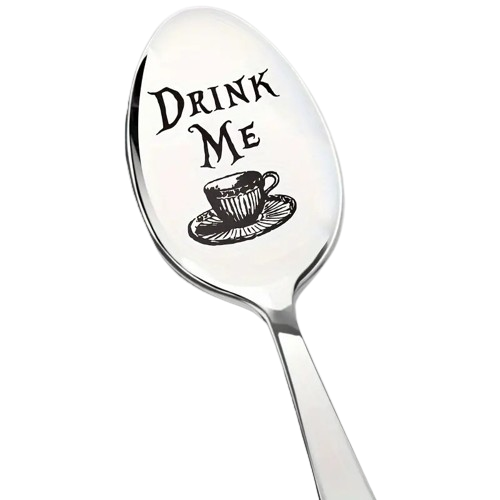 ALICE IN WONDERLAND Spoon ICE CREAM COFFEE SUNDAE SILVER UNBIRTHDAY DRINK ME