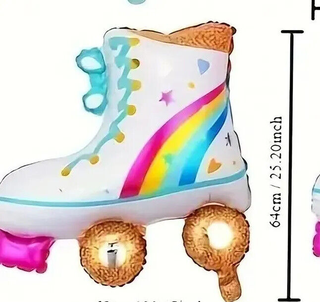 Rainbow Roller Skate Boom Box Balloons 80s 90s Retro Party Foil Balloon Girls
