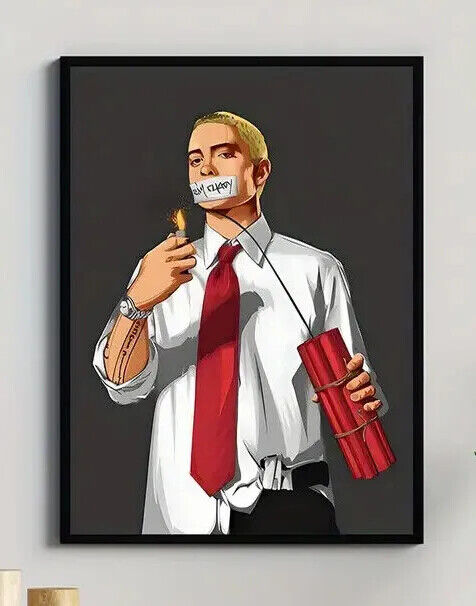 NEW Eminem Poster Print Dynamite Stick SHIRT TIE Canvas Music HIP HOP RAP RED