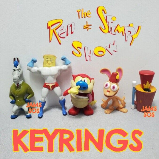 OFFICIAL VIACOM The Ren and Stimpy KEYRINGS Cartoon Figure FIGURES NETFLIX