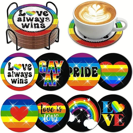 LGBT PRIDE GAY Diamond Painting Art Coffee Coaster SET Cup DIY Kits Xmas Gifts