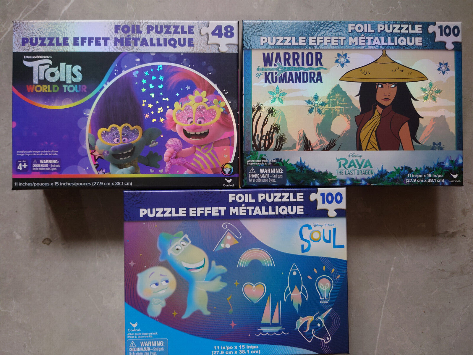 Disney Foil Puzzles TROLLS RAYA SOUL METALLIC 100 & 48 STOCKING FILLER PUZ ZLE
