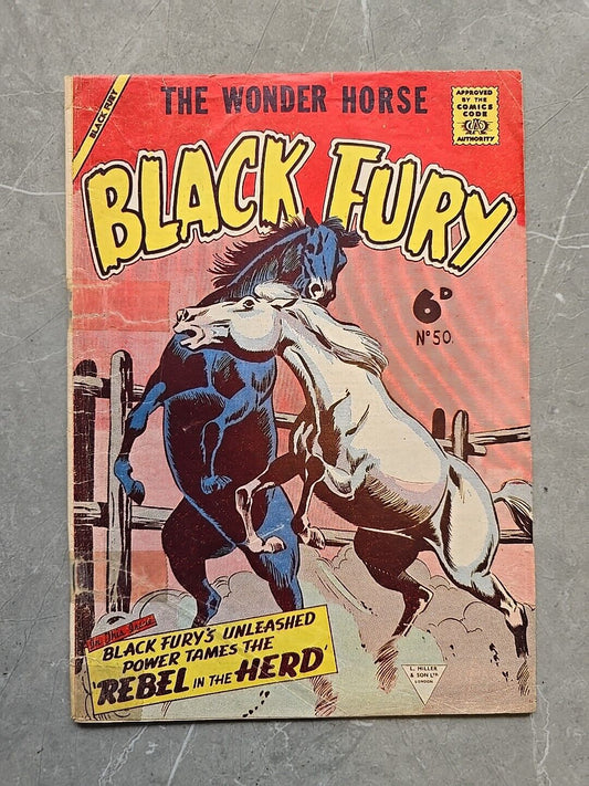Nice 1957 The Wonder Horse Black Fury Comic #9  REBEL IN THE HEARD STALLION