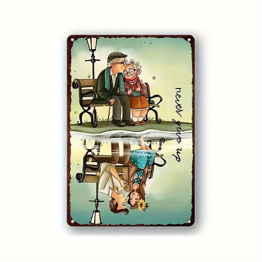 NEVER GIVE UP TIN SIGN WALL GIRL BEDROOM LOVE GIFT XMAS LIFETIME TOGETHER