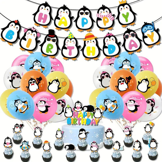 Penguin Party Decorations Balloons Birthday Kids Banner Cake Toppers CELEBRATION