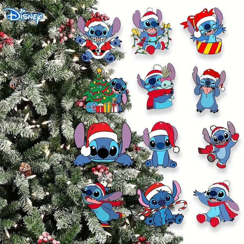 DISNEY LILO & STITCH Tree Pendant Decoration XMAS KIDS ALOHA SANTA HAT