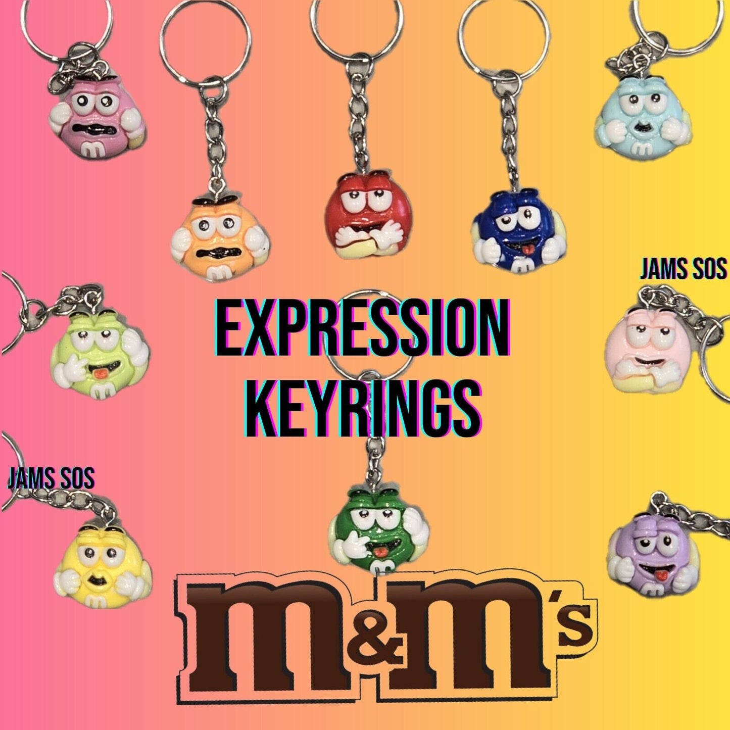 Novelty 3D Keyring Gift M&M Kids & Adult Birthday Charm MMs Chocolate key chain