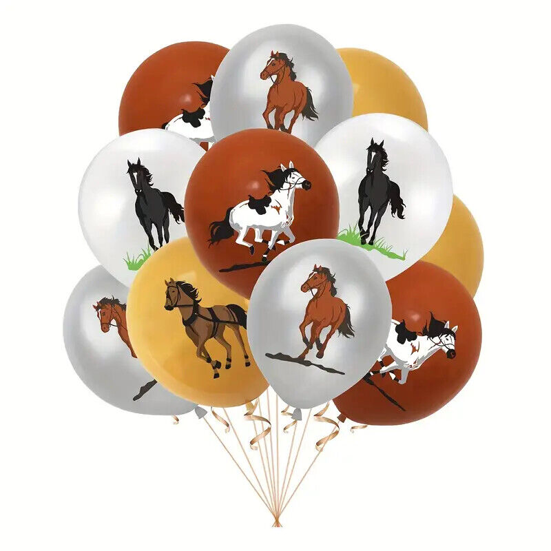 Animal Horse Theme Birthday Party Set Balloons Banners Cake Decorations BROWN