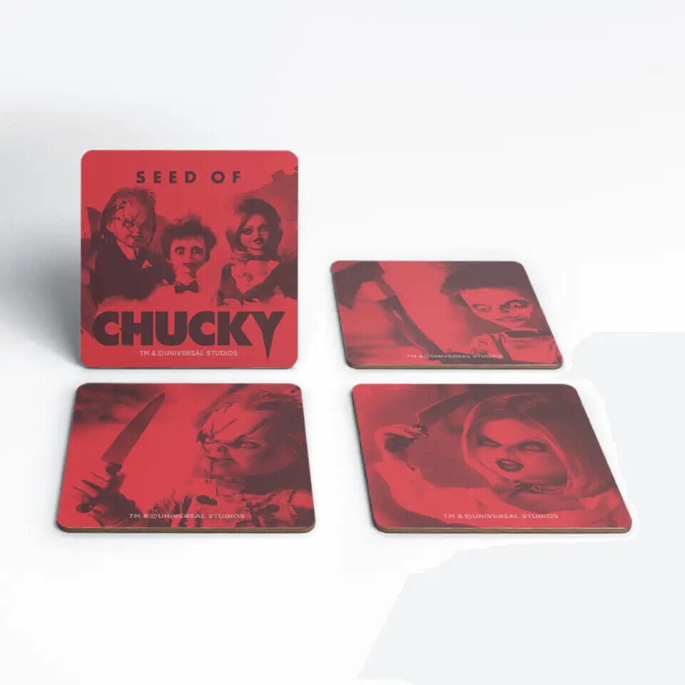 CHUCKY TIFFANY GLEN Childs Play Neoprene Coaster Man Bar Horror Movie Chucky