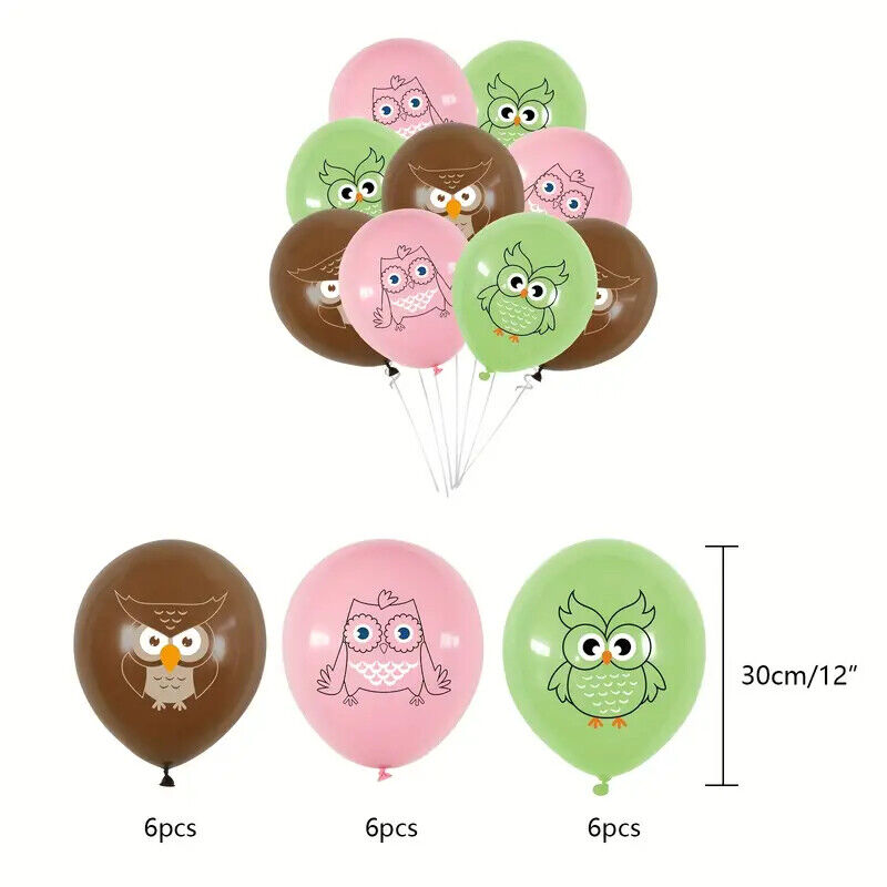 Owl Woodland Balloon Party Birthday Decorations Boys Balloons Green Brown Pink