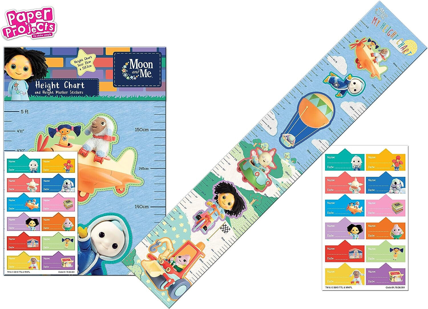 Moon and Me Height Chart & STICKERS 119cm x 21cm OFFCIAL STOCKING FILLING KIDS