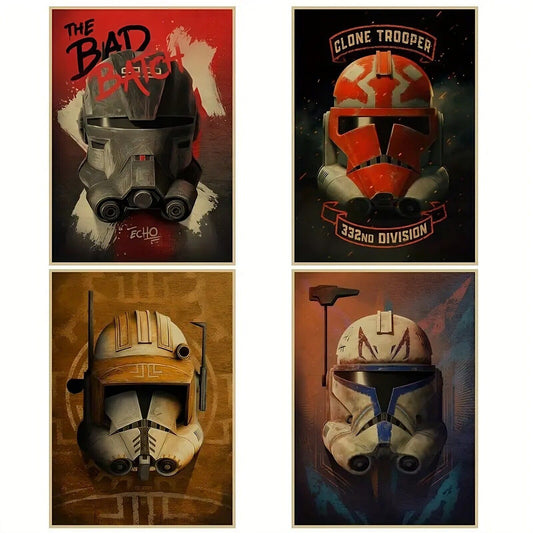 The Bad Batch Wrecker Helmet TROOPER Poster Star Wars Clone Wars BLACK WHITE RED
