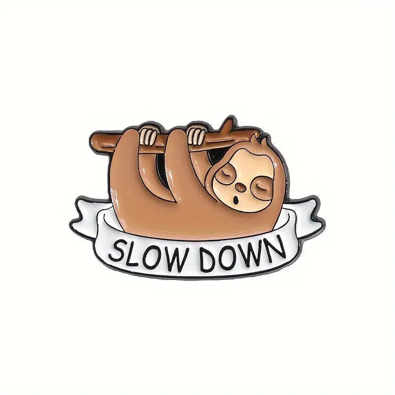 ANIMAL Metal Enamel Pin Badge Retro Kids Adult Teen BAT SLOTH  SEAL PARROT QUOTE