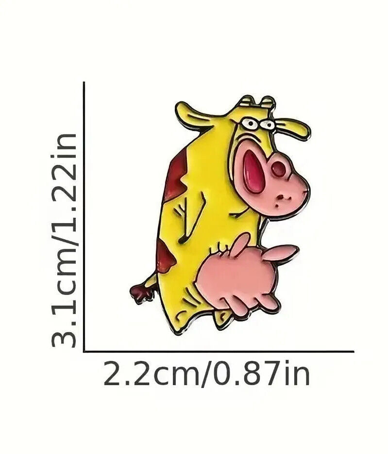 COW & CHICKEN Metal Enamel Pin Badge Adult Teen TV CARTOON NICKELODEON