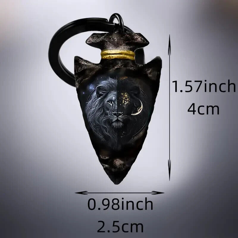 LION ARROW HEAD Keyring Pagan Gothic Wicca Gift KEYCHAIN DARK TIGER