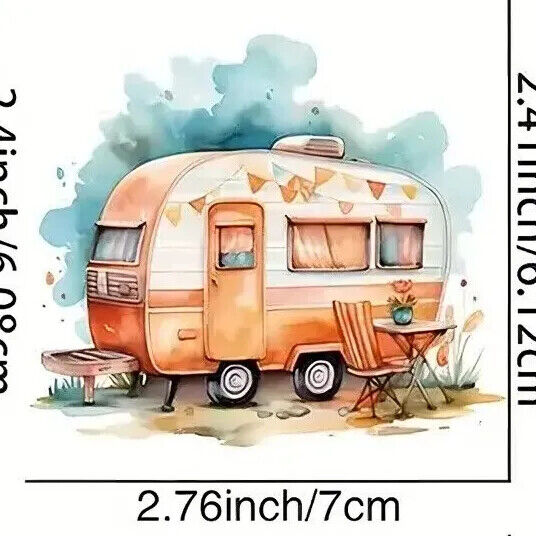 CAMPING CAMPER IRON-ON TRANSFER LOVE HIPPY FRIENDS TRAVEL GLAMP ADVENTURE FLORAL