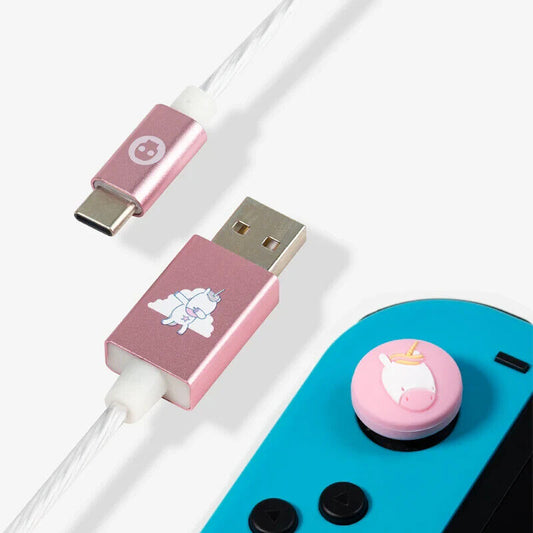ERIC UNICORN LED USB C CABLE & THUMB GRIPS NINTENDO SWITCH SONY XBOX MOBILE