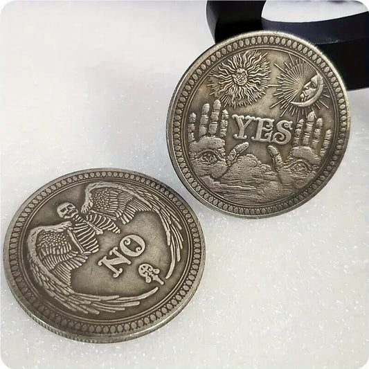 Yes or No Lucky Coin novelty gift Gothic skeleton bat Decision prediction xmas