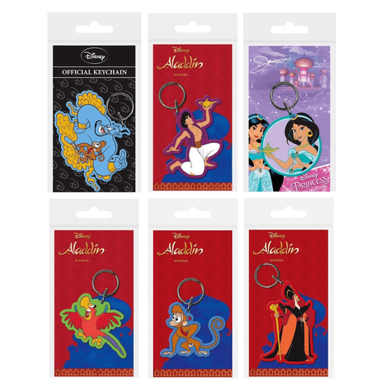 Aladdin Official Disney Movie Film Keyring Keychains ABU GENIE LAGO JAFFAR RING