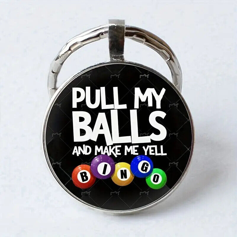 Lotto Bingo Game Balls Play Keyring KEYCHAIN SHAKE YELL BALL CARD MAKE ME ADULT