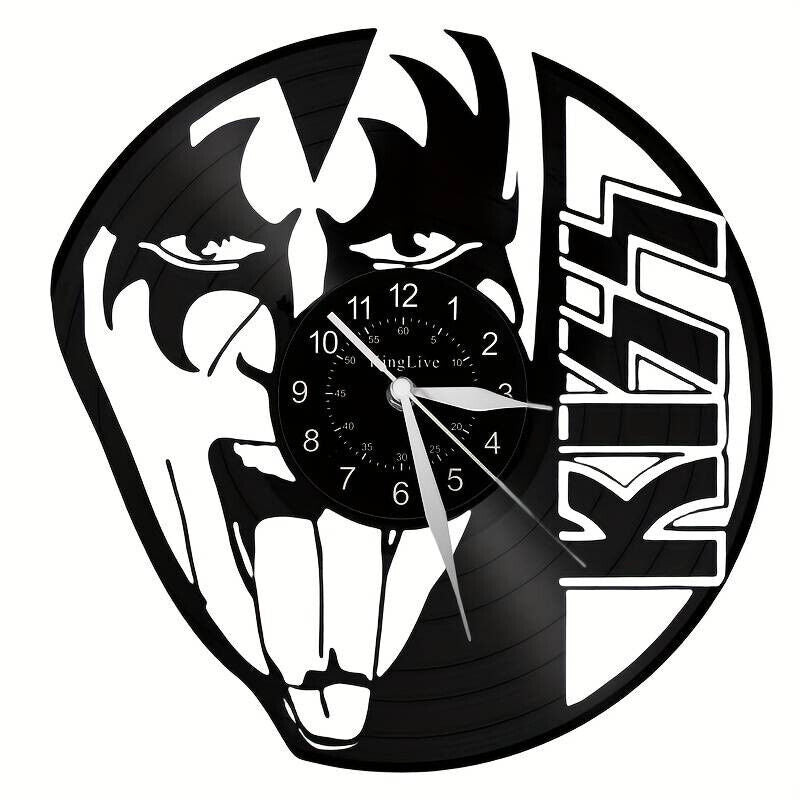 Kiss Vinyl Record Wall Art Clock Band british rock 12 Inch LP collectible TONGUE