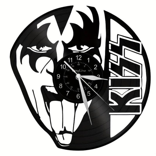 Kiss Vinyl Record Wall Art Clock Band british rock 12 Inch LP collectible TONGUE