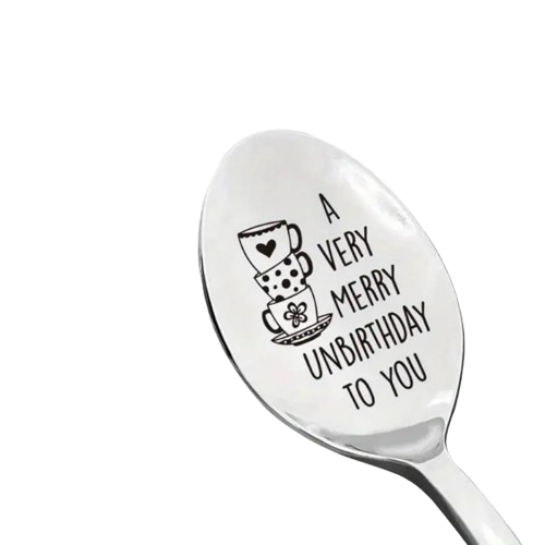 ALICE IN WONDERLAND Spoon ICE CREAM COFFEE SUNDAE SILVER UNBIRTHDAY DRINK ME