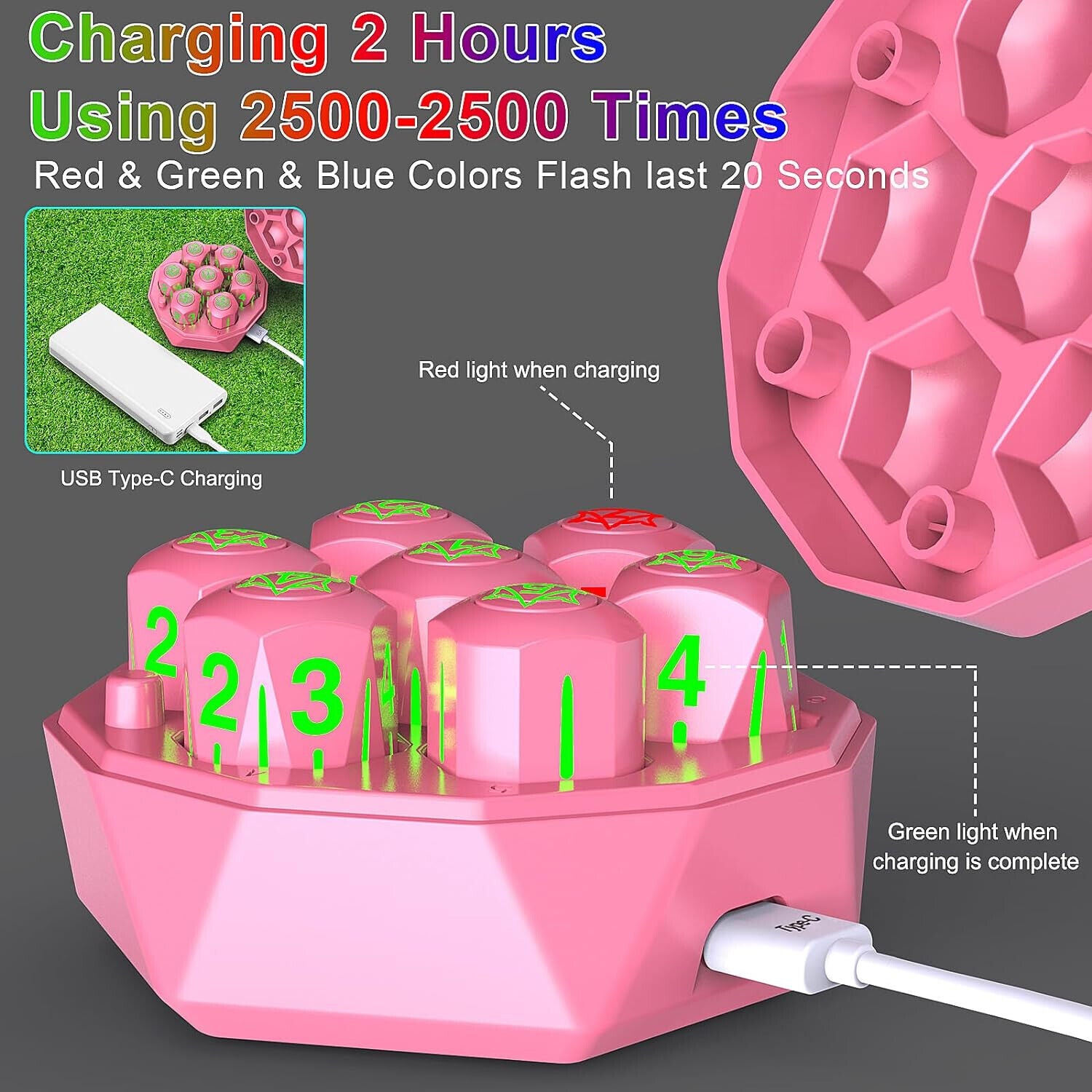 Rechargeable Light Up DND Dice 7PCS Set Luminous Glow LED Dices Charging Box