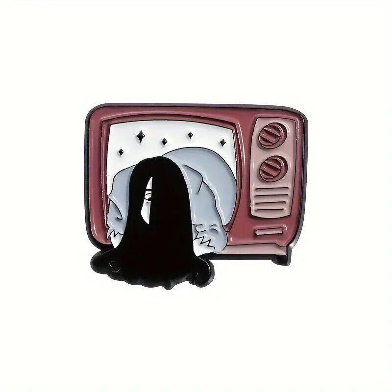 HORROR Metal Enamel Pin Badge Adult Teen TV MOVIE GRUDGE GOTH BLACK TV SHINING