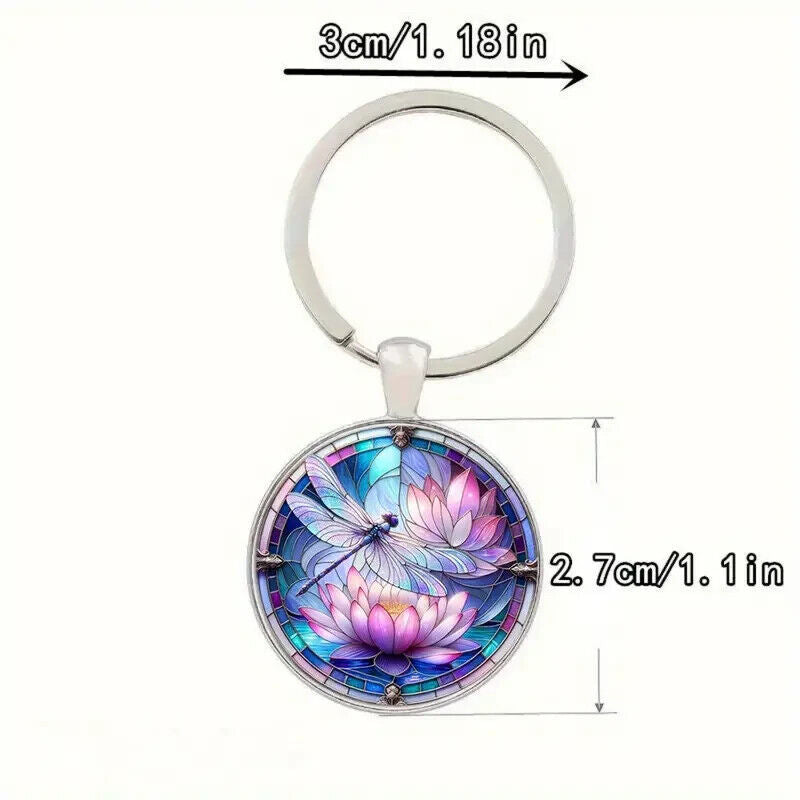 DRAGONFLY LOTUS KEY CHAIN KEYRING NOVELTY KEYCHAIN COLOUR MYSTIC