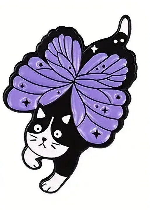 CAT HALLOWEEN Metal Enamel Pin Badge Retro MOVIE HORROR WITCH SPELLS BOOK