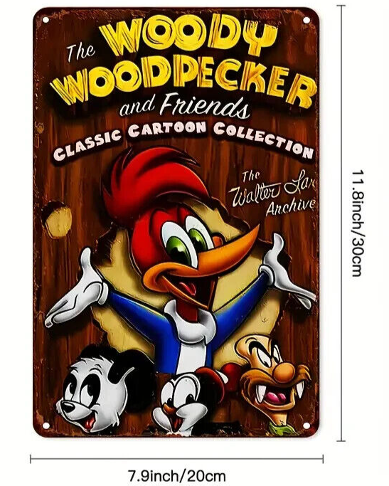 WOODY THE WOODPECKER & FRIENDS Tin Metal sign GIFT Art Deco CARTOON WARNER BROS