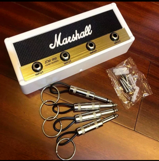 MARSHALL Jack Amp Speaker Key Ring Holder Man Cave Tidy Music GUITAR CHAIN WHITE