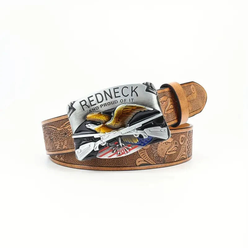 REDNECK AND PROUD OF IT Belt Buckle USA Flag Belt Buckle EAGLE SHOTGUN GUN TRUMP