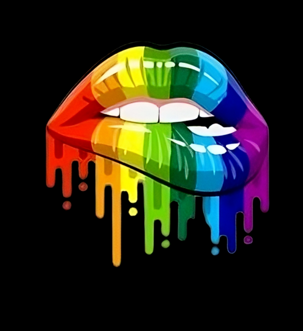 LGBT PRIDE COLOURFUL RAINBOW IRON-ON TRANSFER BAG TSHIRT DESIGN LOVE GAY LIPS